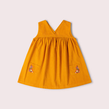 Mushroom Corduroy Swing Dress Gold / 7-8y