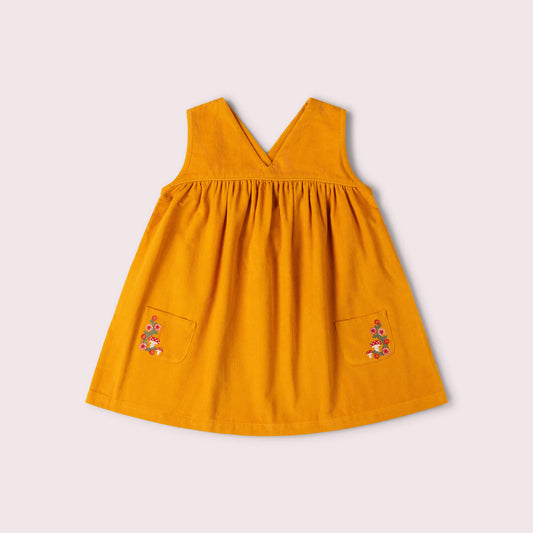 Mushroom Corduroy Swing Dress Gold / 7-8y