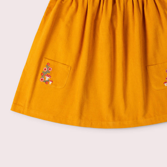 Mushroom Corduroy Swing Dress Gold / 7-8y