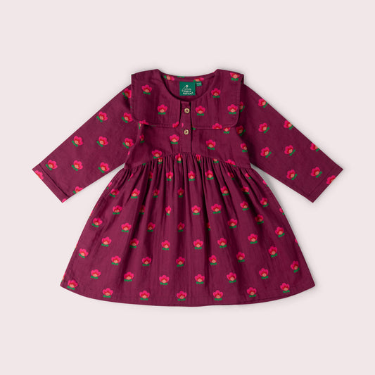Pink Flowers Sailor Dress Purple / 7-8y