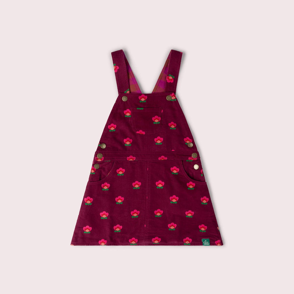 Pink Flowers Reversible Pinafore Dress Purple / 7-8y