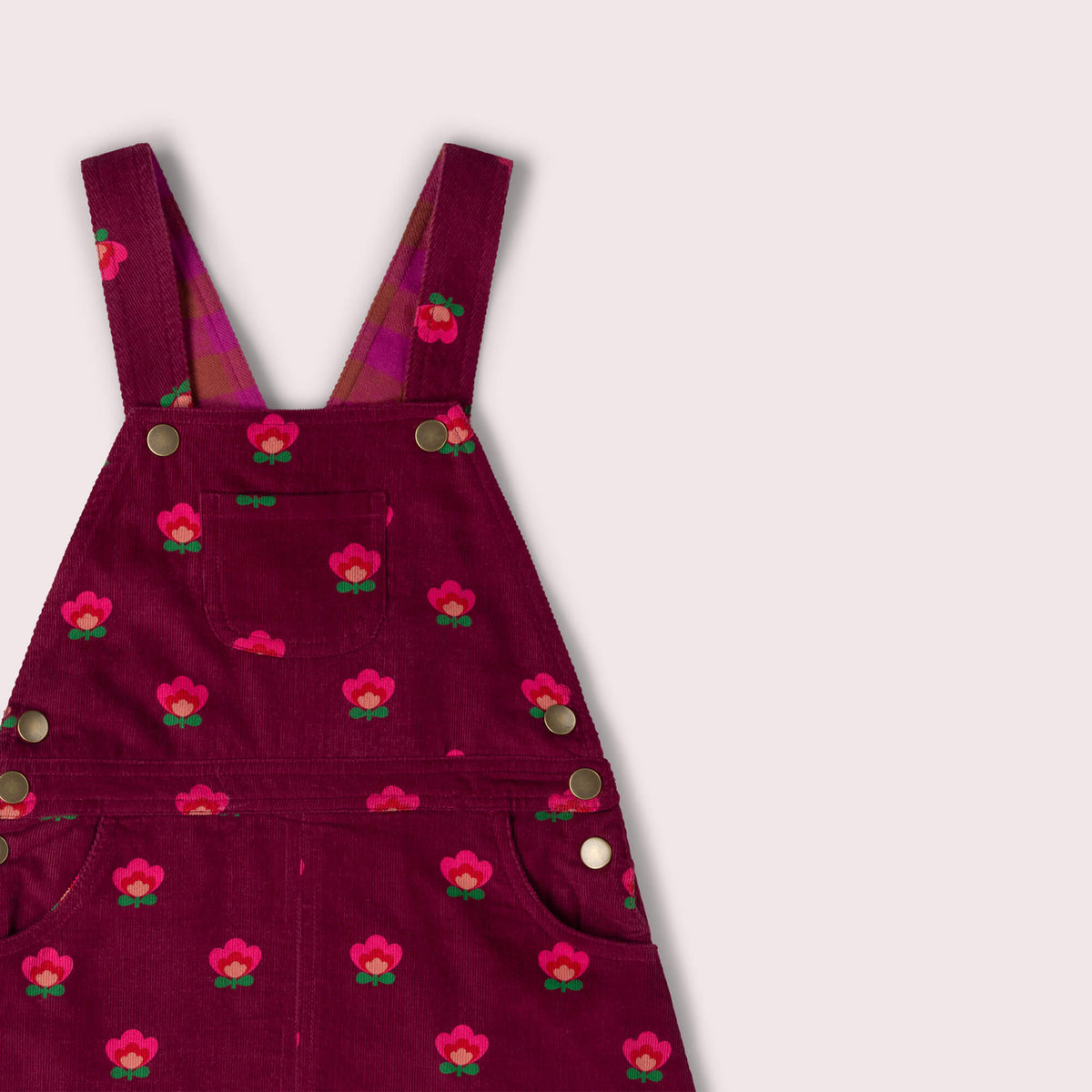 Pink Flowers Reversible Pinafore Dress Purple / 7-8y