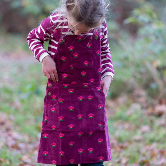 Pink Flowers Reversible Pinafore Dress Purple / 7-8y