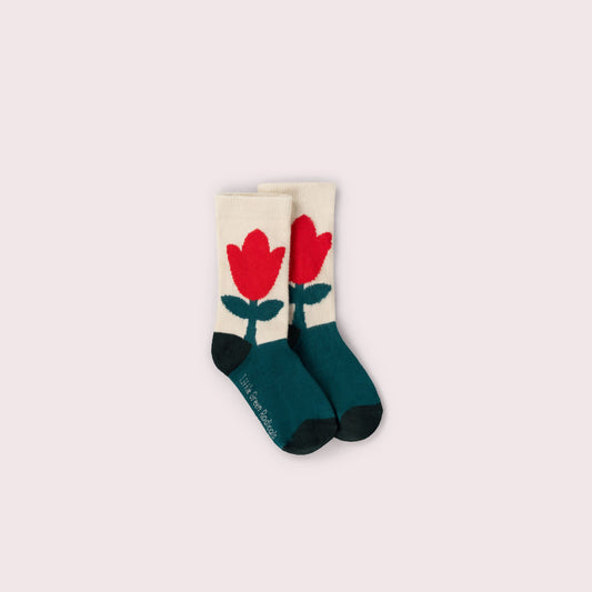Lot de 3 socquettes à fleurs rouges