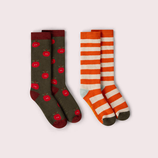 Red Apple Terry Boot Socks 2 Pack Multi / 6-8y