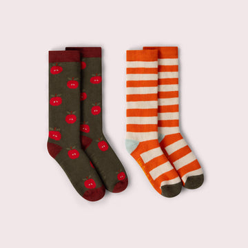 Red Apple Terry Boot Socks 2 Pack Multi / 6-8y