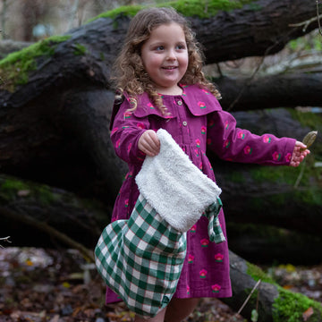 Olive Check Organic Stocking Green / One Size