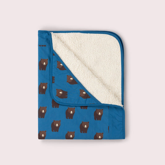 Couverture pour bébé biologique à capuche Sherpa Blue Bears
