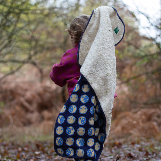 Sun Folk Sherpa Hooded Organic Baby Blanket Blue / One Size