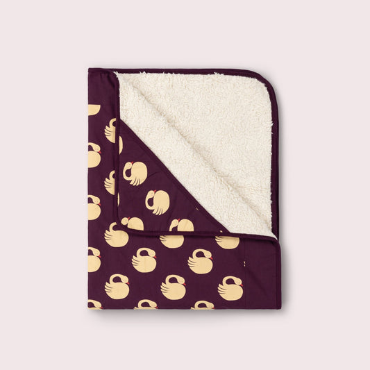 Couverture pour bébé biologique à capuche Sherpa Sleeping Swans