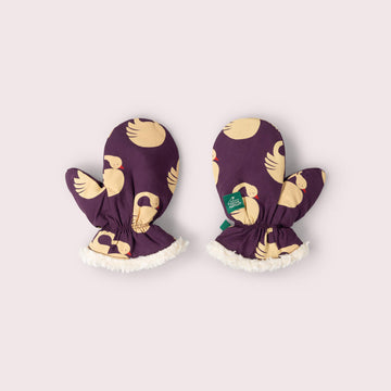 Sleeping Swans Sherpa Lined Mittens Purple / 5-8y