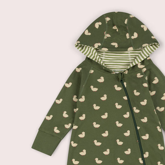 Olive Ducks Adaptive Reversible Hooded Snuggle Suit