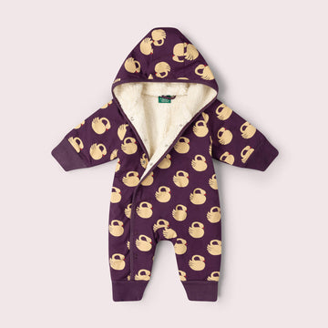 Sleeping Swans Sherpa Lined Snowsuit Purple / 3-4y