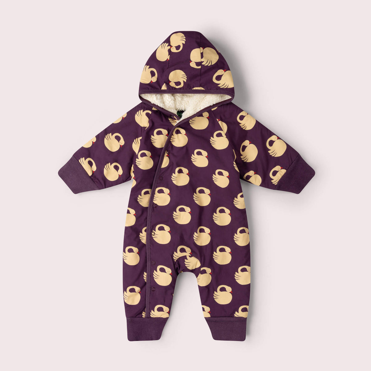 Sleeping Swans Sherpa Lined Snowsuit Purple / 3-4y