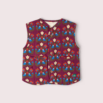 Folk Birds Sherpa Lined Reversible Gilet