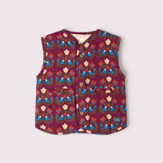 Folk Birds Sherpa Lined Reversible Gilet