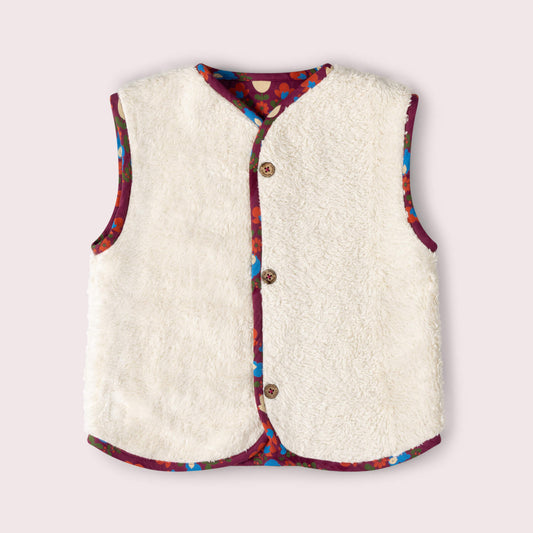 Folk Birds Sherpa Lined Reversible Gilet Purple / 7-8y