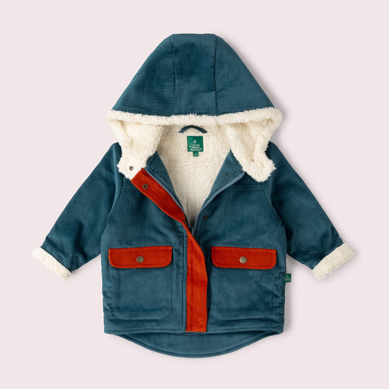 Calm Sea Colourblock Organic Sherpa Toasty Coat Blue / 7-8y