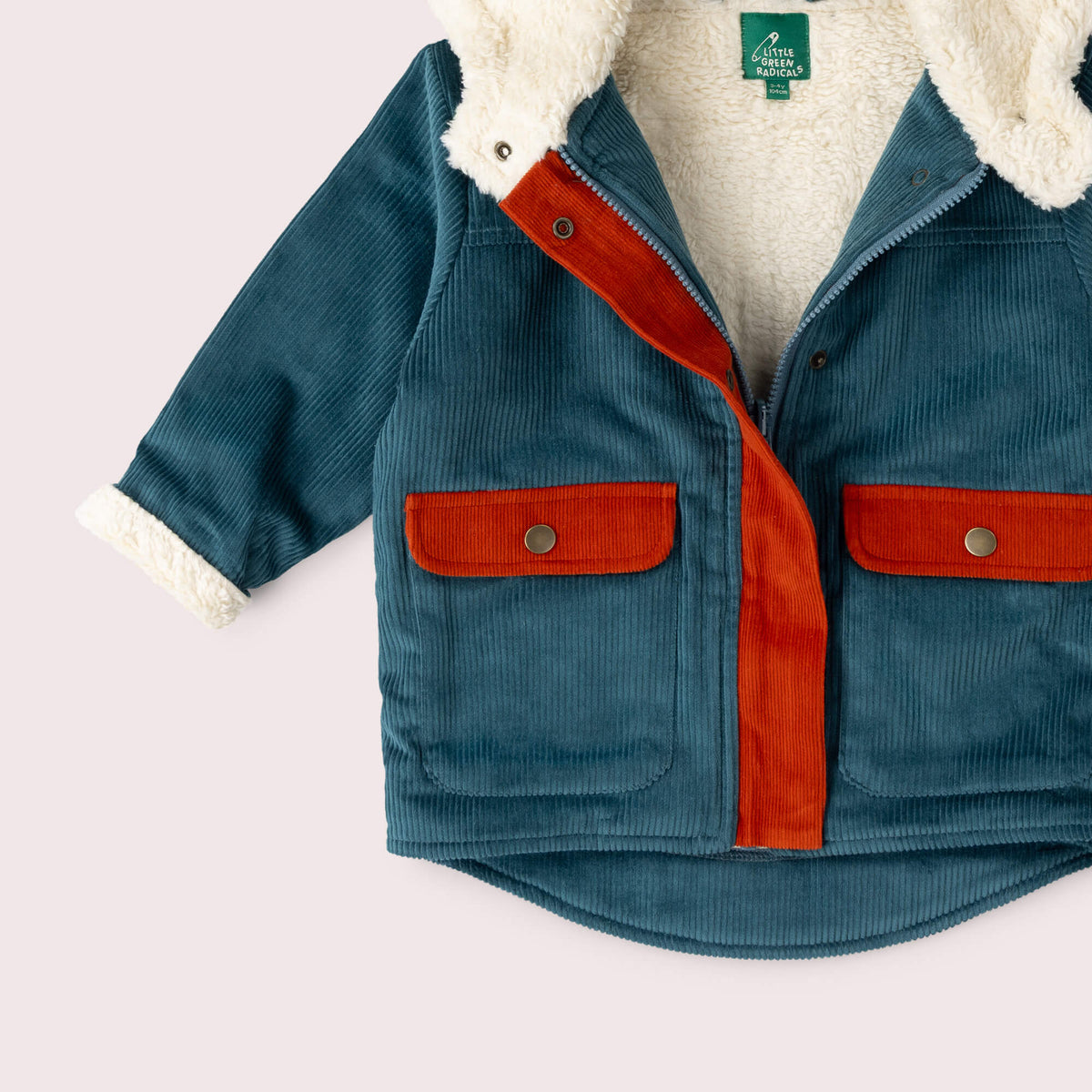 Calm Sea Colourblock Organic Sherpa Toasty Coat Blue / 7-8y