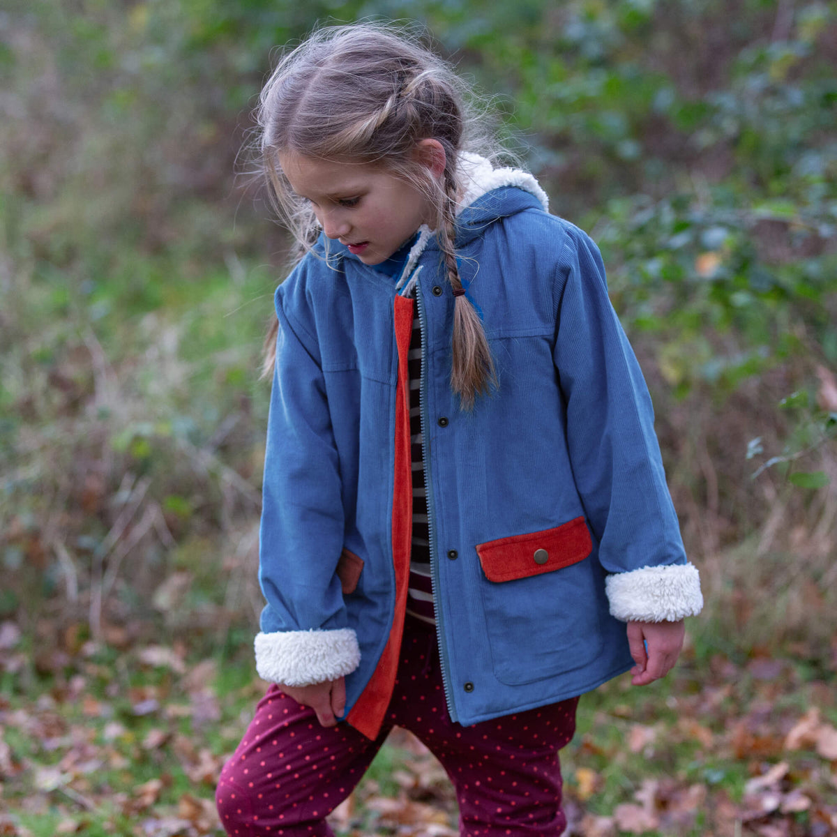Calm Sea Colourblock Organic Sherpa Toasty Coat Blue / 7-8y