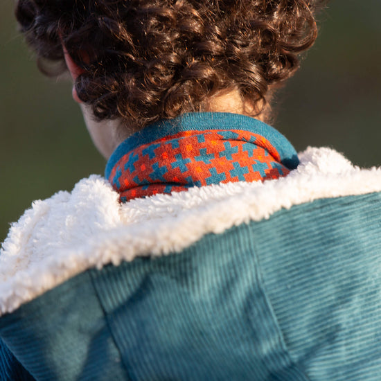 Calm Sea Colourblock Organic Sherpa Toasty Coat Blue / 7-8y