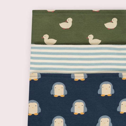 Blue Penguins Organic Adaptive Adjustable Large Dribble Bibs 3 Pack