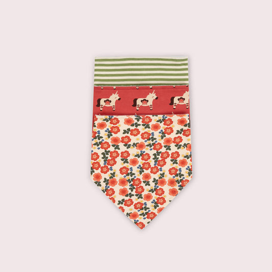Petals Organic Adaptive Adjustable Large Dribble Bibs 3 Pack