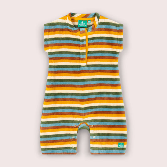 Rainbow Striped Towelling Romper