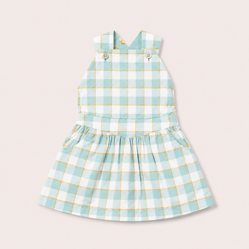 Robe chasuble réversible à carreaux bleu doux