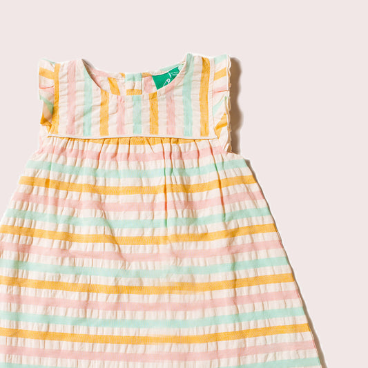 Dusky Pink Seersucker Frill Dress