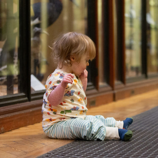 Powder Blue Striped Extra Long Adaptive Joggers