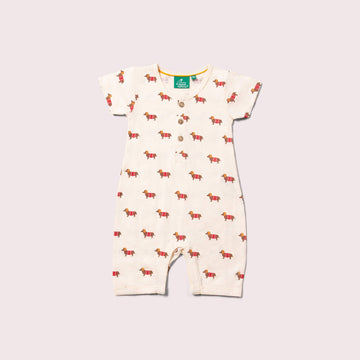 Cream Sausage Dogs Organic Romper