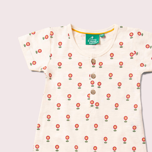Red Flowers Organic Romper