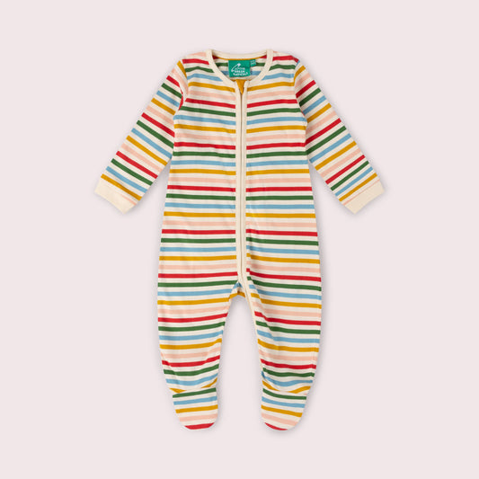 Cream Rainbow Zip Organic Babygrow