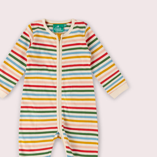 Cream Rainbow Zip Organic Babygrow