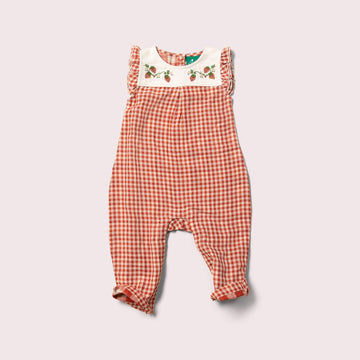 Little Red Checked Frill Summer Romper