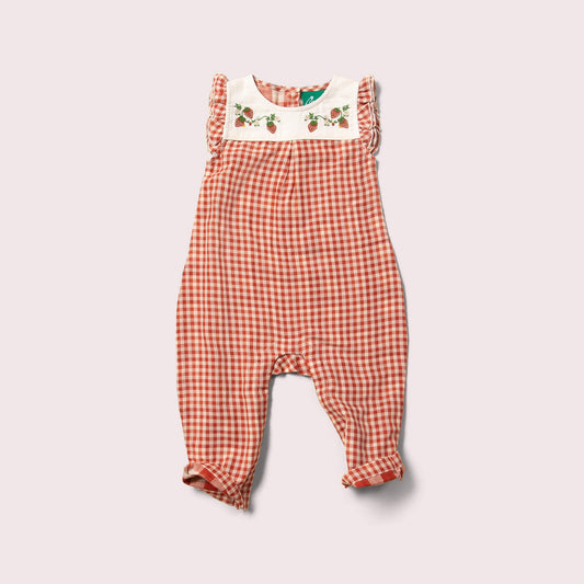 Little Red Checked Frill Summer Romper