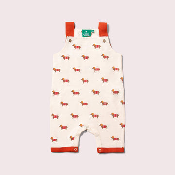 Cream Sausage Dogs Storytime Dungaree Shorts