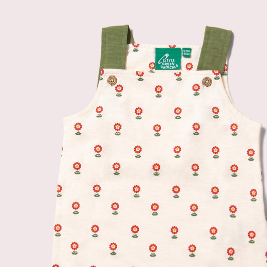 Red Flowers Storytime Dungaree Shorts
