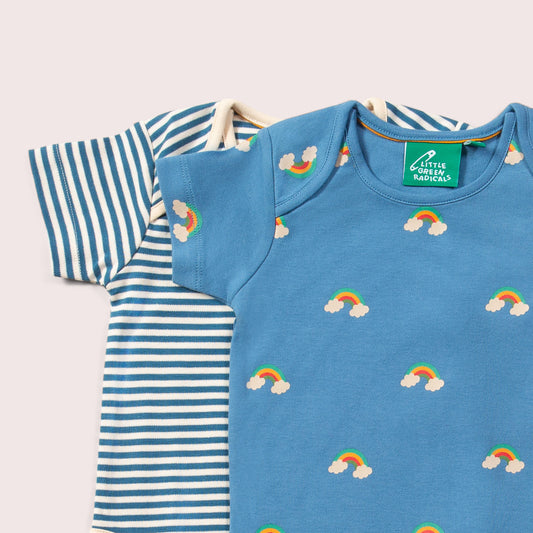 Blue Rainbows Organic Baby Bodysuit Set 2 Pack