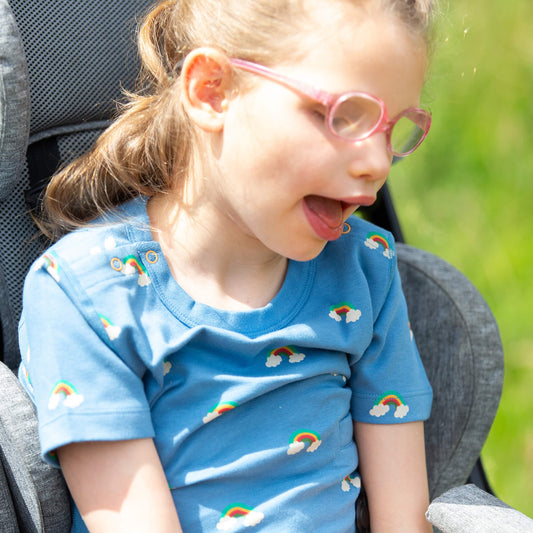 Blue Rainbows Easy Feeding Adaptive Short Sleeve T-shirt