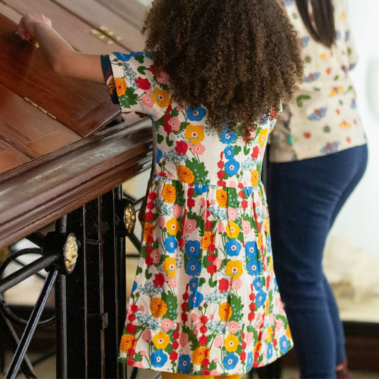 Flora And Fauna Button Through Short Sleeve Dress