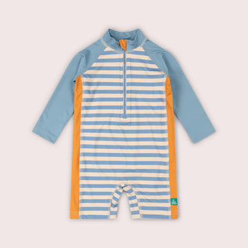 Hazy Blue Striped UPF 50 Recycled Sunsafe Sunsuit