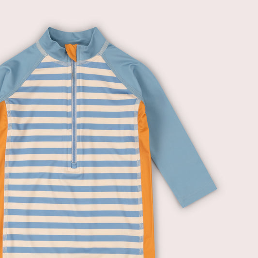 Hazy Blue Striped UPF 50 Recycled Sunsafe Sunsuit