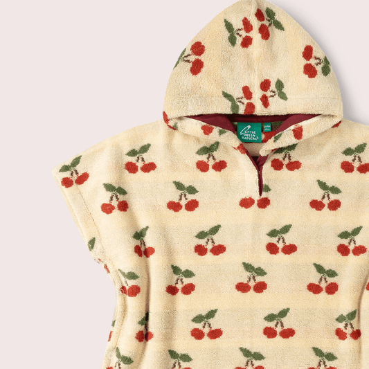 Little Cherries Baby Towel Poncho Cream / 12-24m