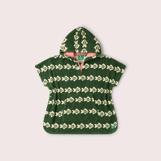 Swimming Fish Kids Towel Poncho Green / 7-8y