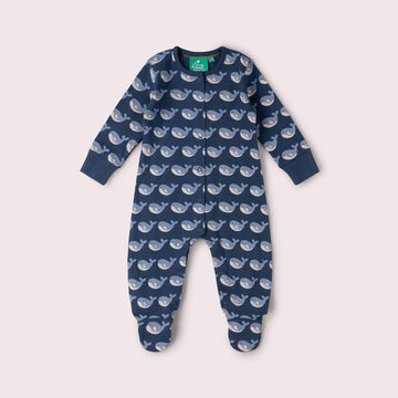 Singing Whales Organic Babygrow Blue / Newborn