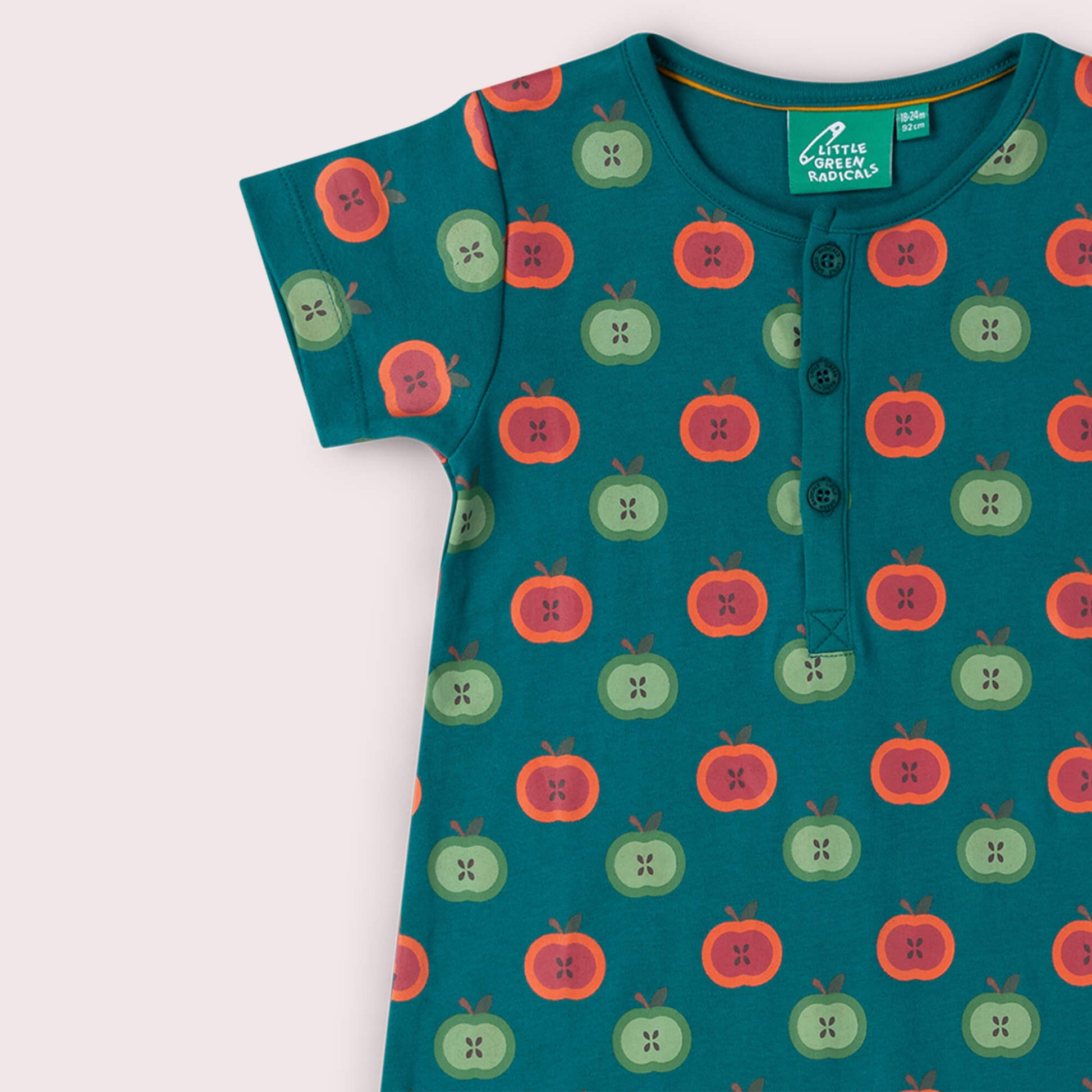 Apple Picking Organic Romper Blue / 18-24m