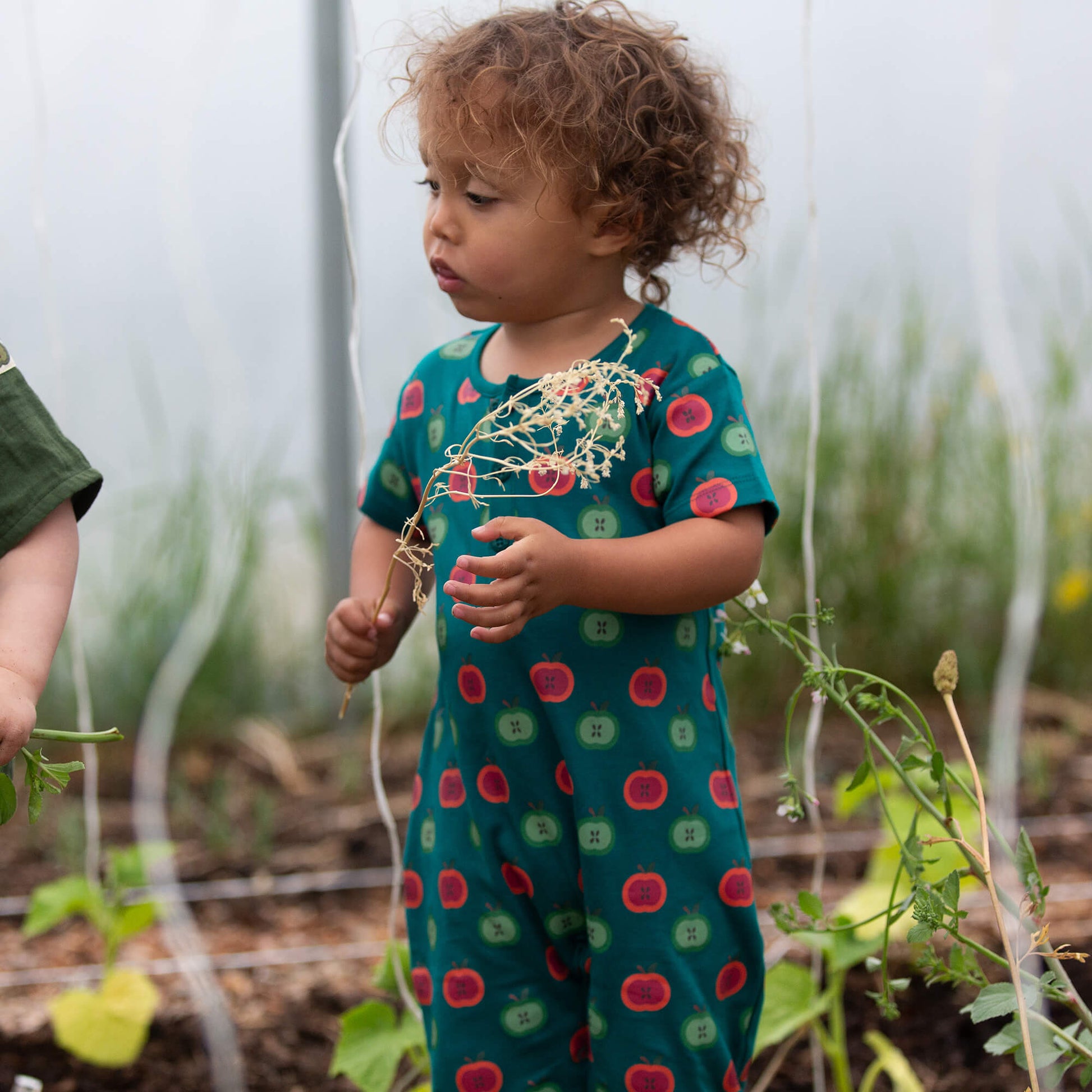 Apple Picking Organic Romper Blue / 18-24m
