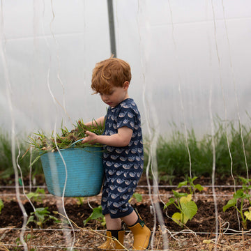 Singing Whales Organic Romper Blue / 18-24m